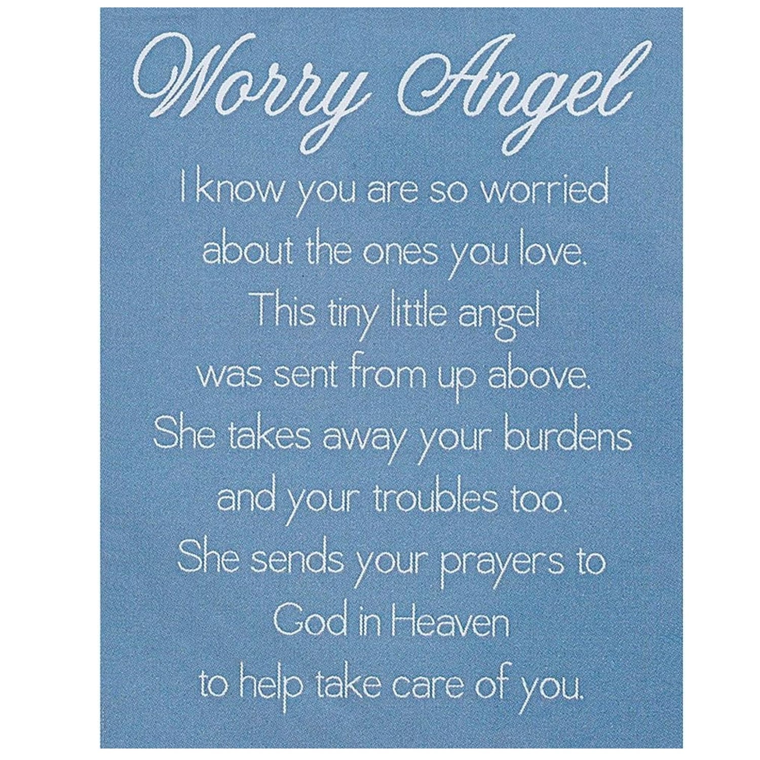 Roman Worry Angel with Prayer Message Miniature Angel 2.5 inch