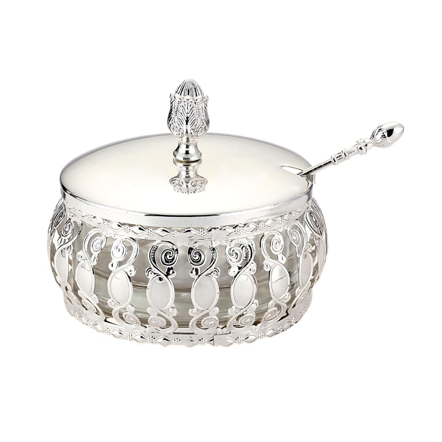 Silvertone Metal Traditional Honey Dish