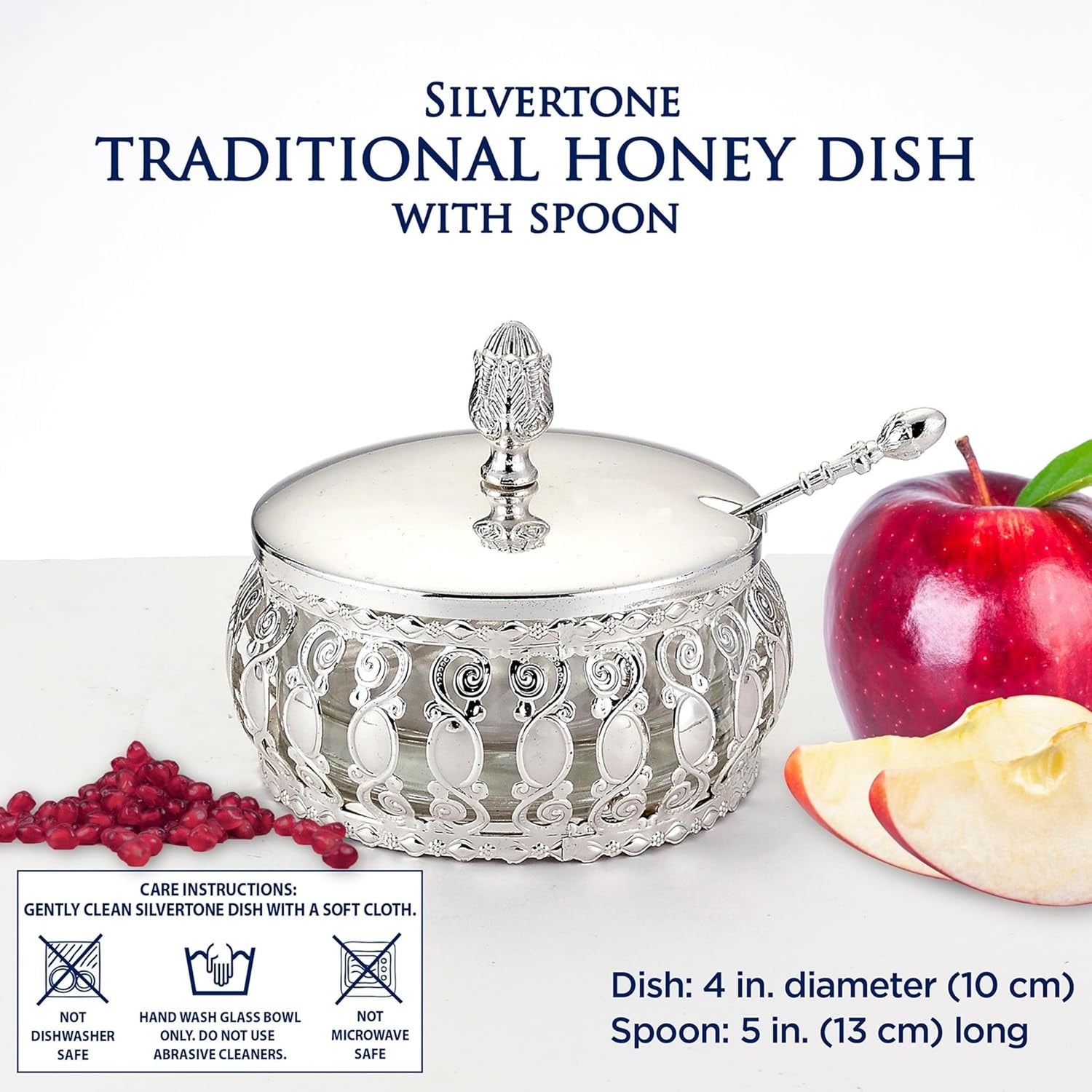Silvertone Metal Traditional Honey Dish