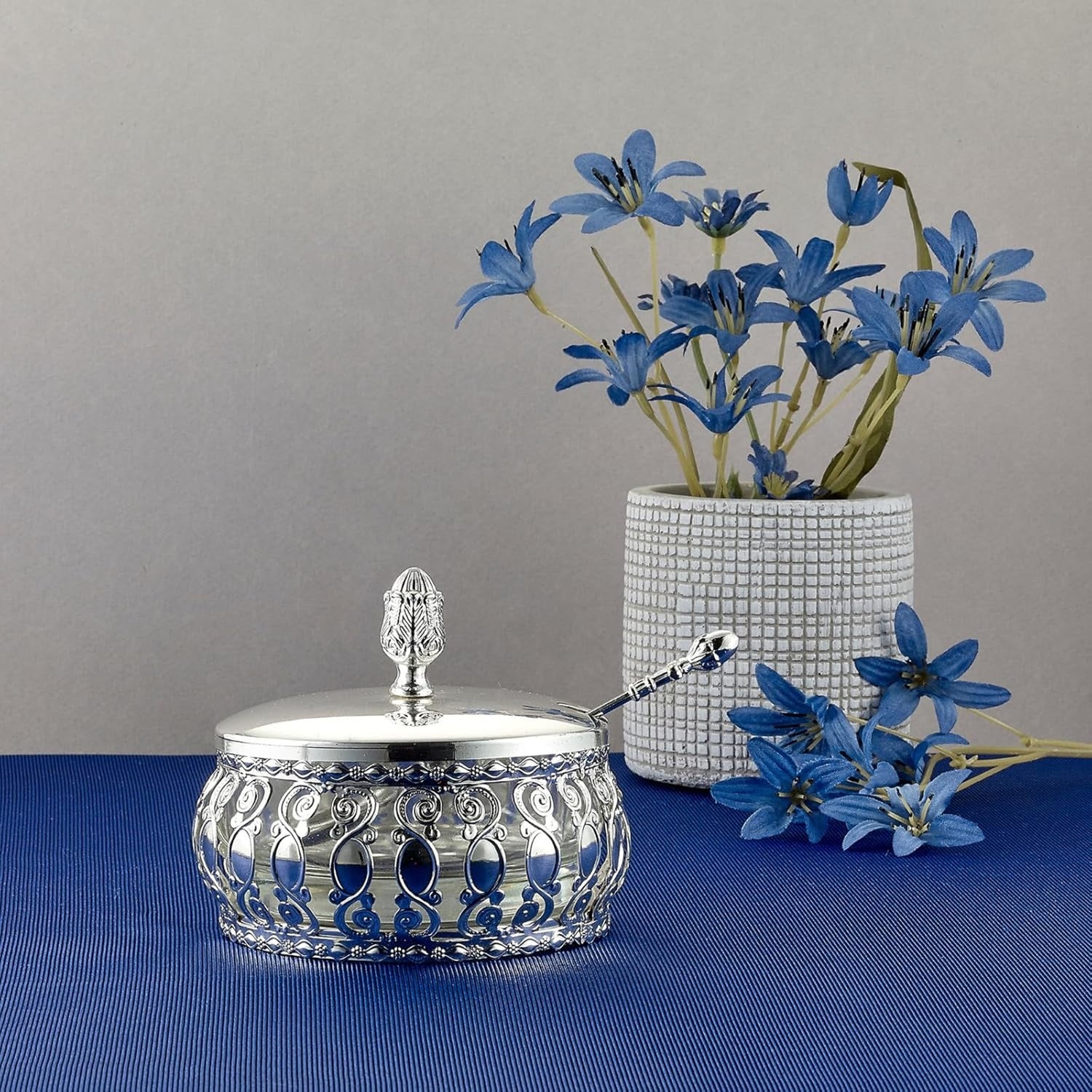 Silvertone Metal Traditional Honey Dish