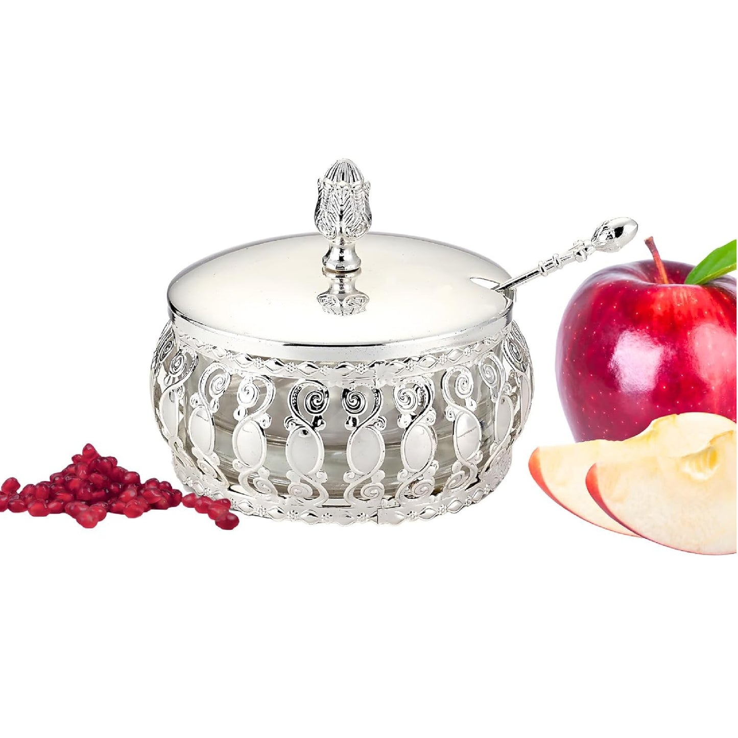 Silvertone Metal Traditional Honey Dish