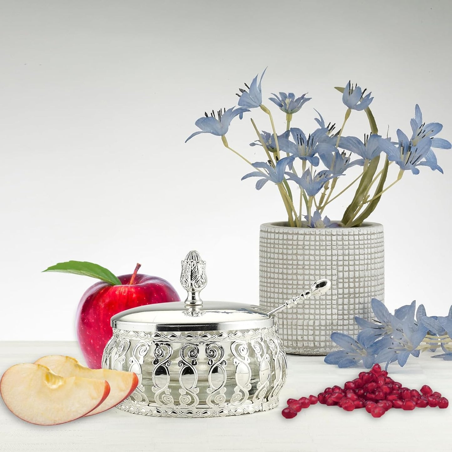 Silvertone Metal Traditional Honey Dish