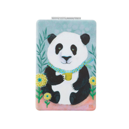 Snuggles The Panda Compact Mirror Flip open mirror with 1X magnification and 1.5X magnification Allen Designs