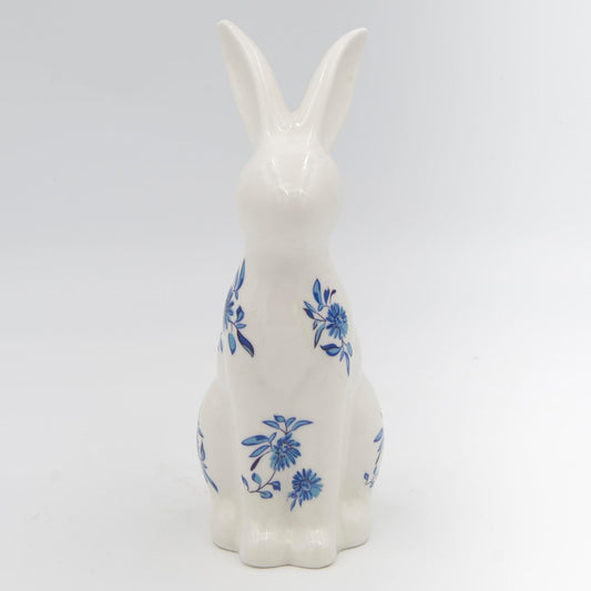 Standing Blue Willow Bunny Figure