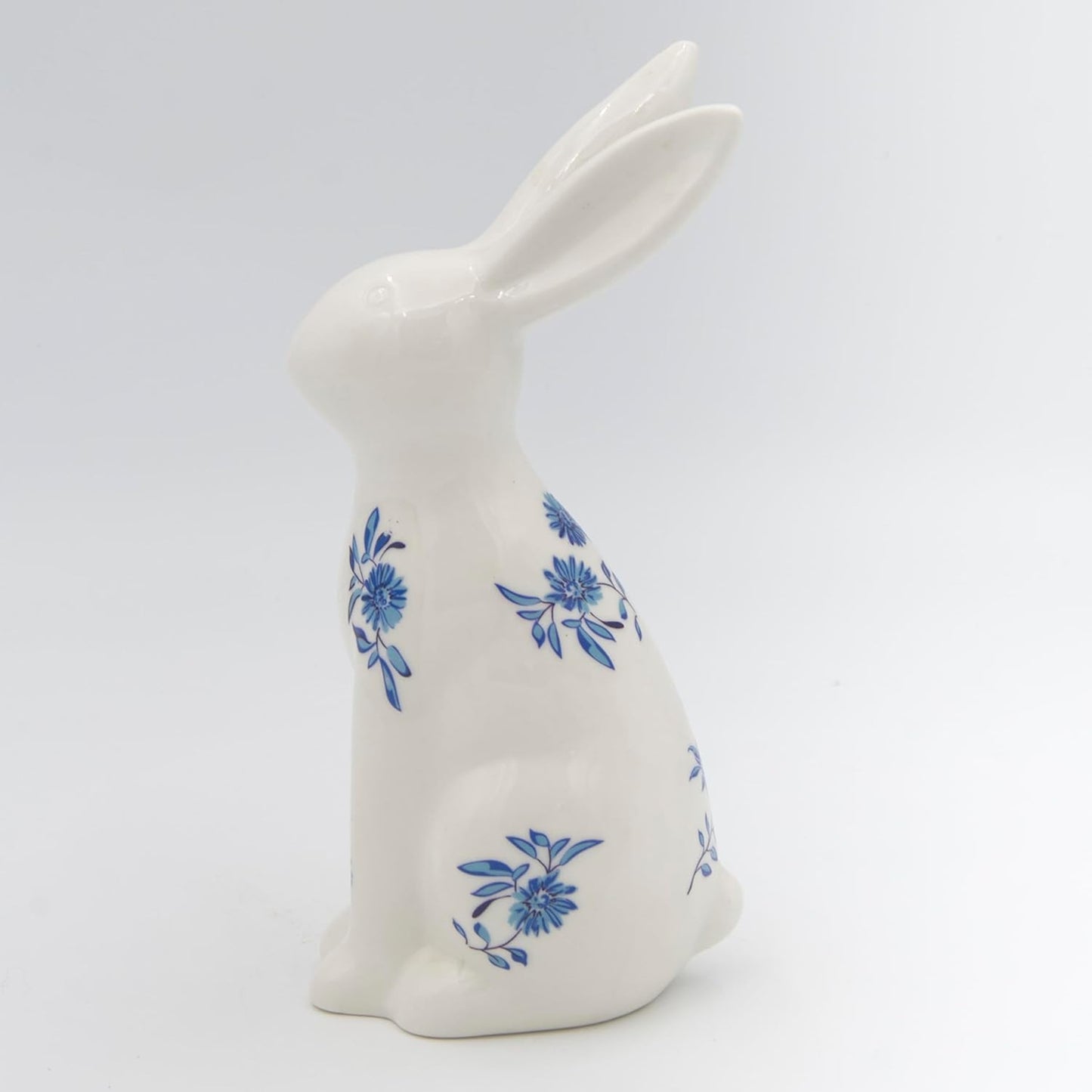 Standing Blue Willow Bunny Figure