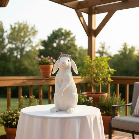 Standing Bunny with Floral Crown