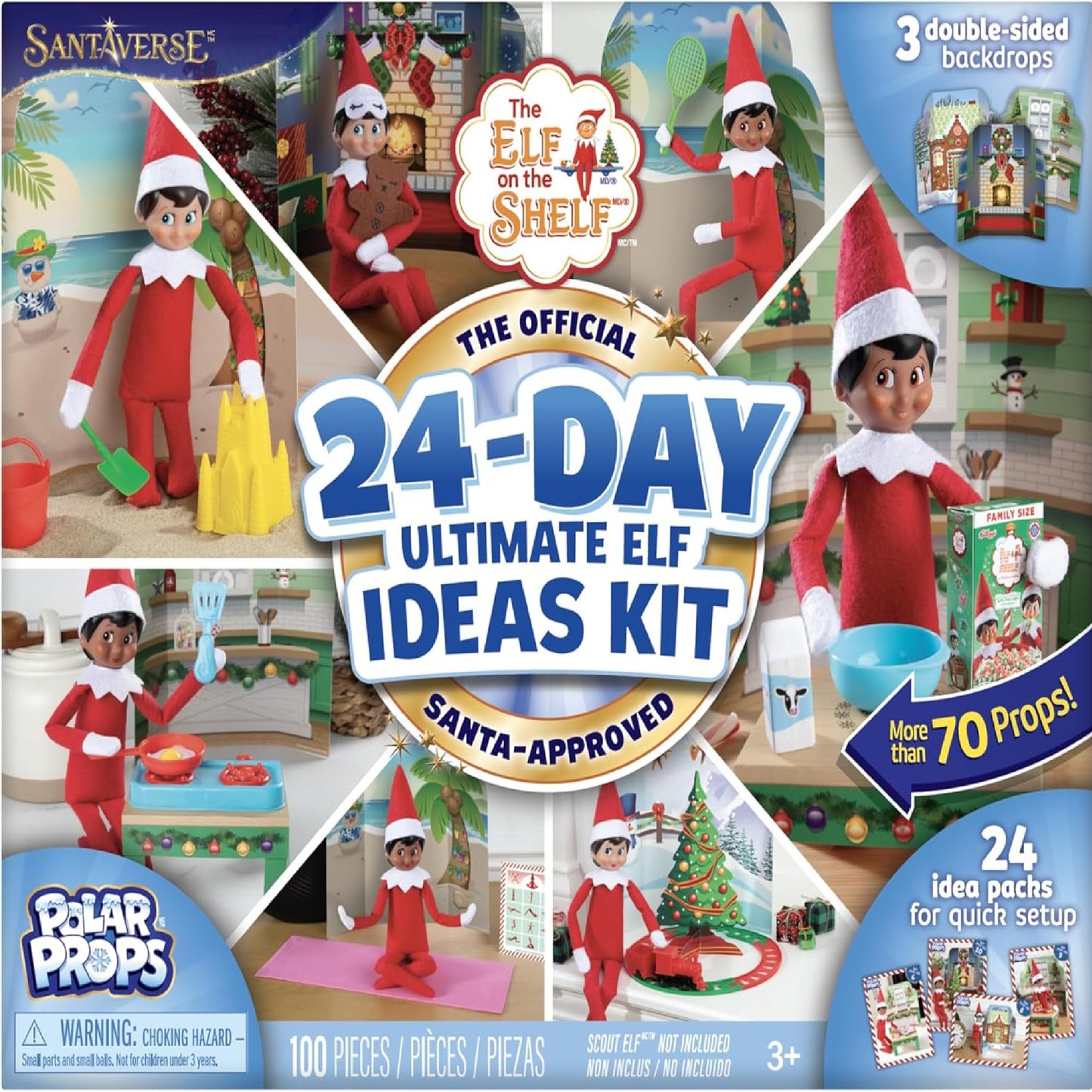 The Elf on the Shelf 24-Day Ultimate Kit – Official Elf Accessories with 70+ Props, Idea Cards, and Backdrops