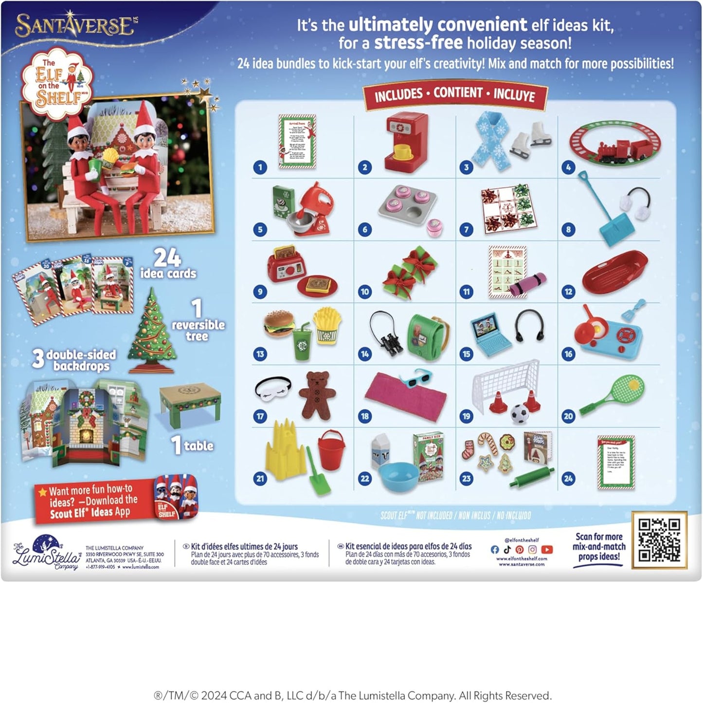 The Elf on the Shelf 24-Day Ultimate Kit – Official Elf Accessories with 70+ Props, Idea Cards, and Backdrops