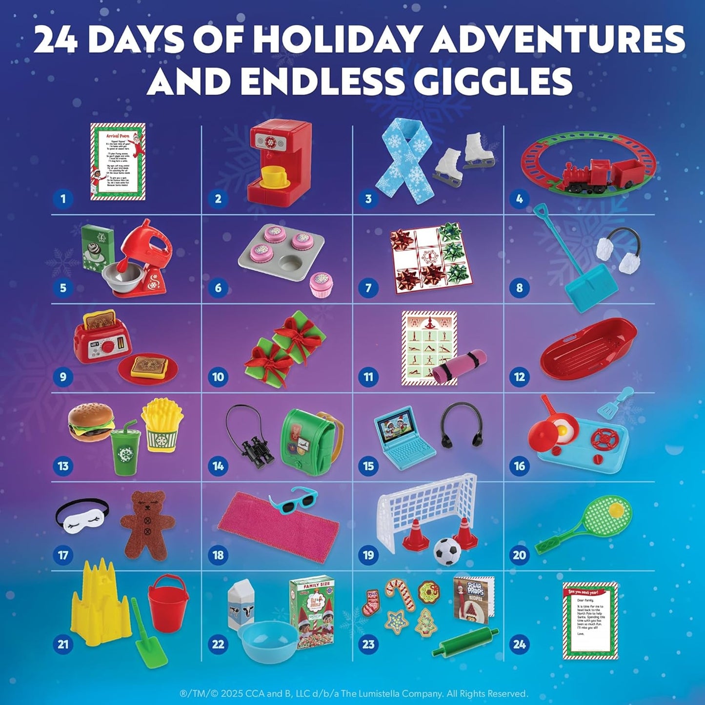 The Elf on the Shelf 24-Day Ultimate Kit – Official Elf Accessories with 70+ Props, Idea Cards, and Backdrops