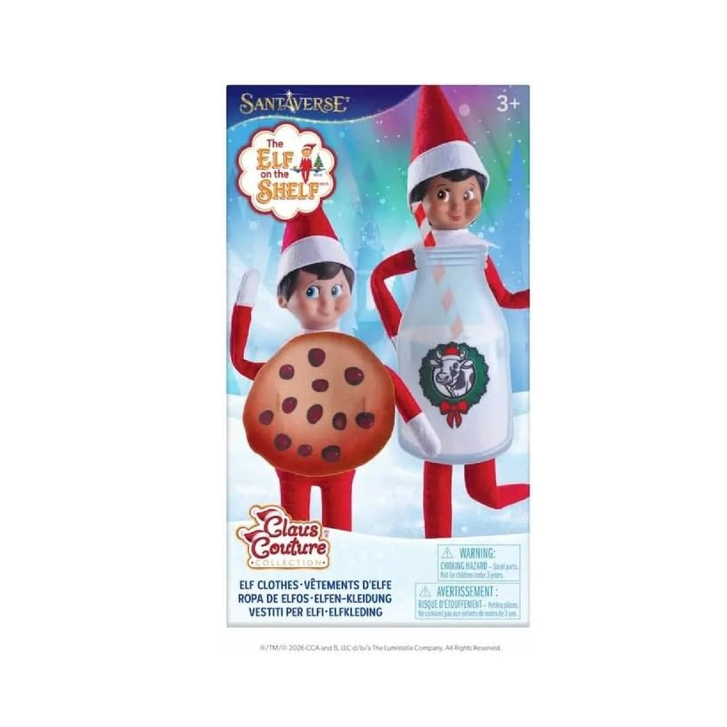 The Elf on the Shelf Bacon & Eggs Breakfast Outfit Set and Milk & Cookies Dessert Costume Set (4 Piece)
