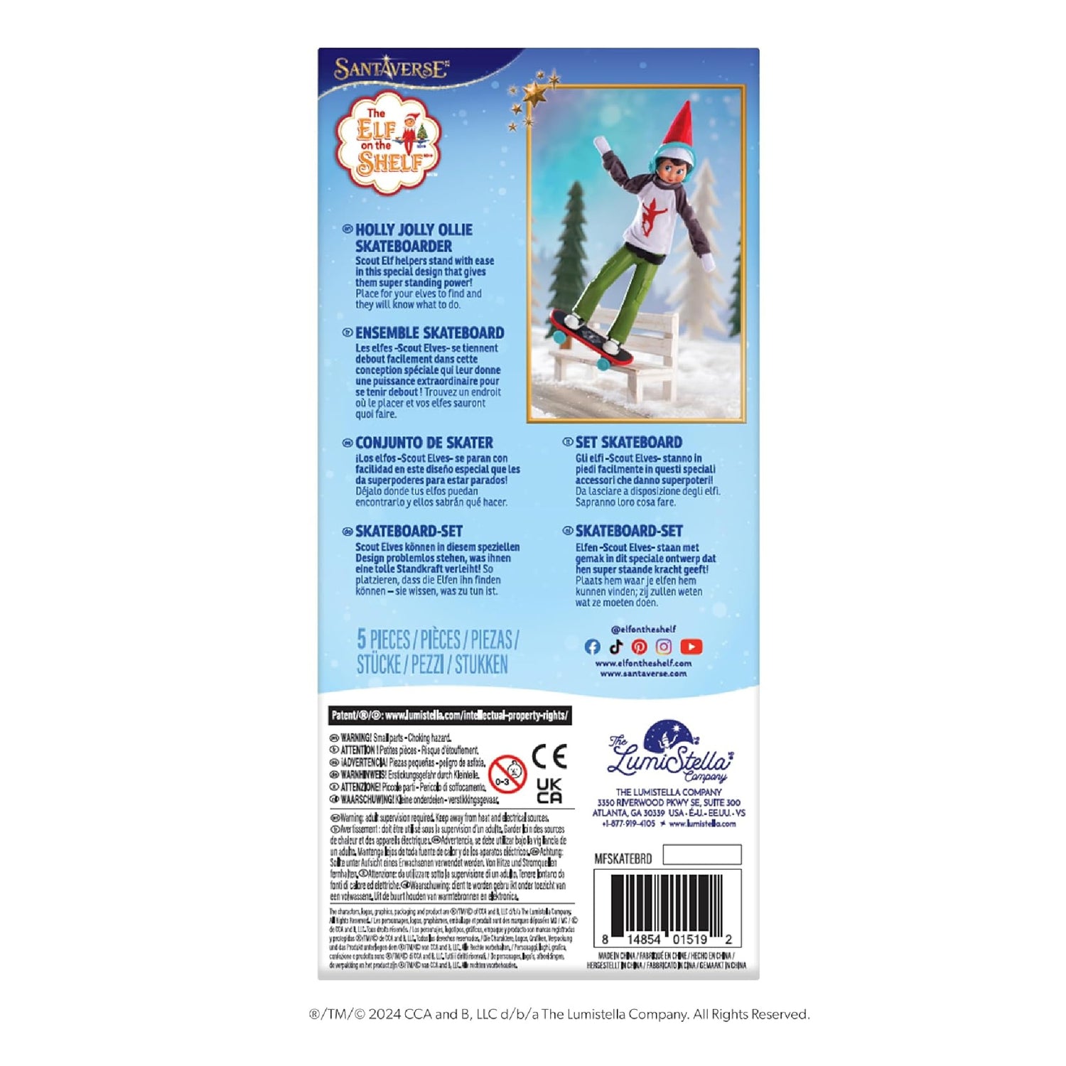 The Elf on the Shelf MagiFreez Standing Holly Jolly Ollie Skateboard Set