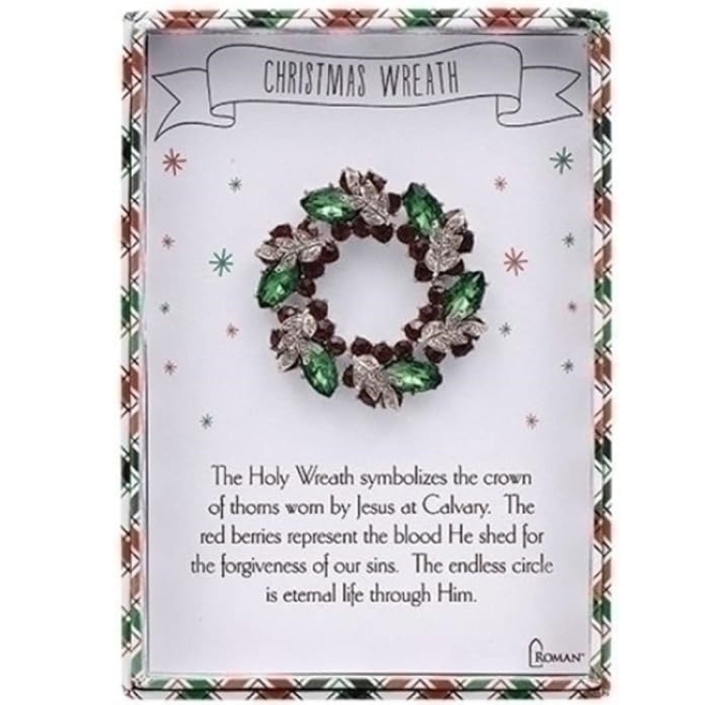 Roman Christmas Wreath Story Pin, 2"