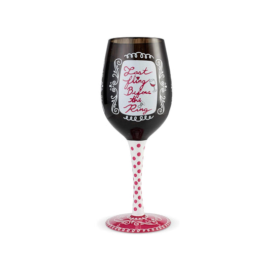 Lolita Bachelorette Last Fling Hand-Painted Artisan Wine Glass