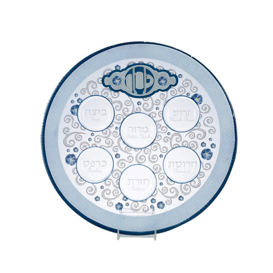 Round Glass "Elegant" Seder Plate