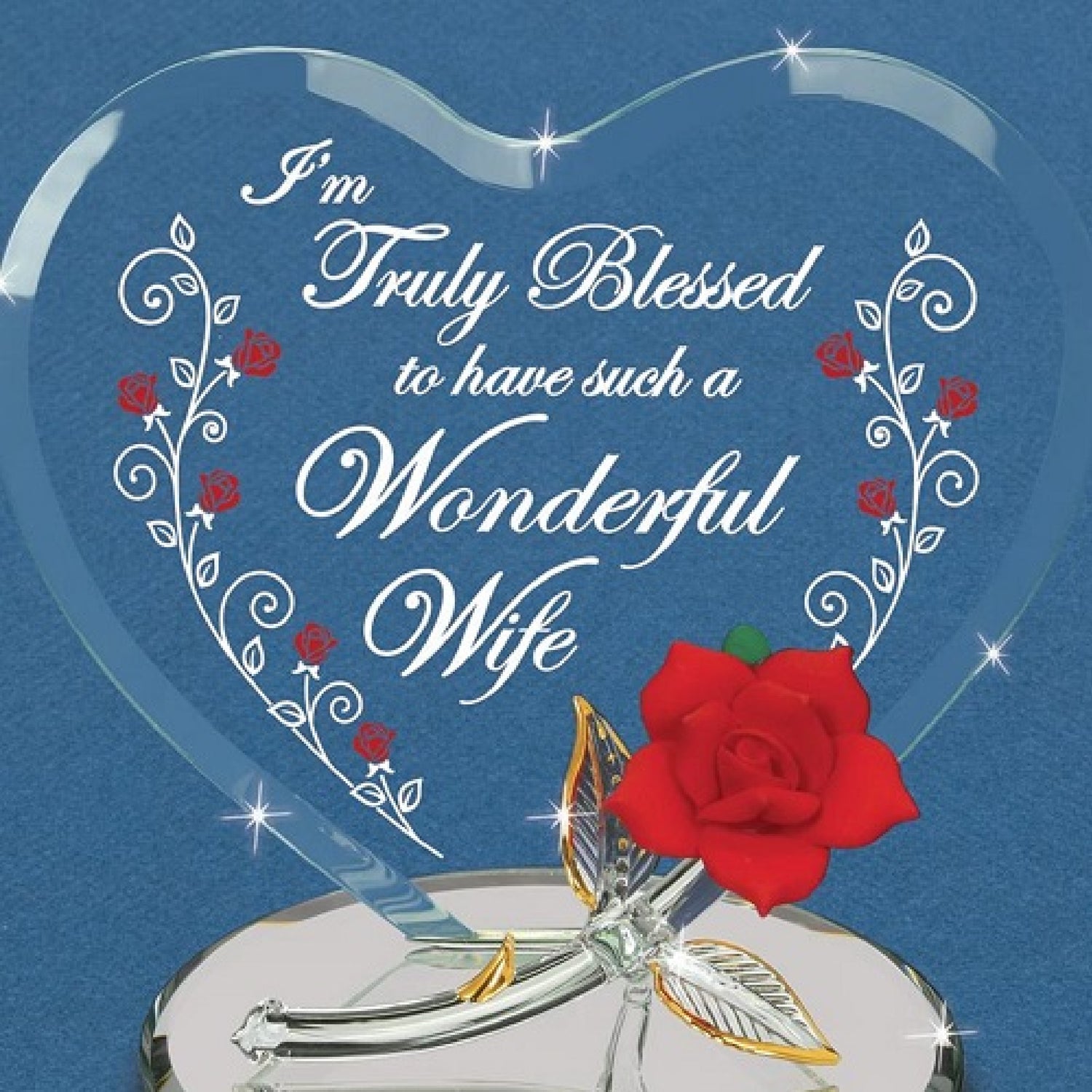 Glass Baron "Truly Blessed... Wife" Red Figure Plaque