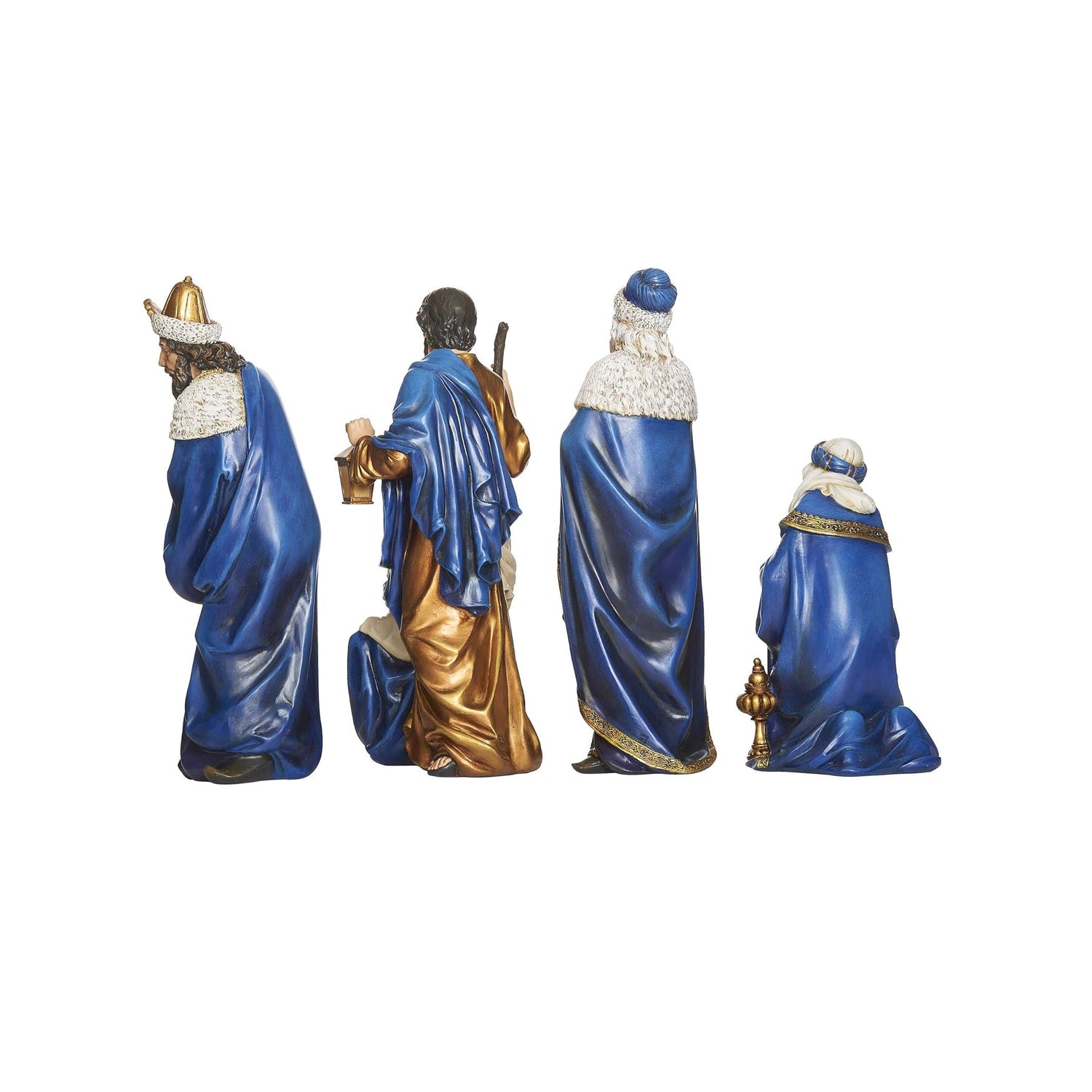 Nativity 4 Piece Set Blue & Gold by Josephs Sudio