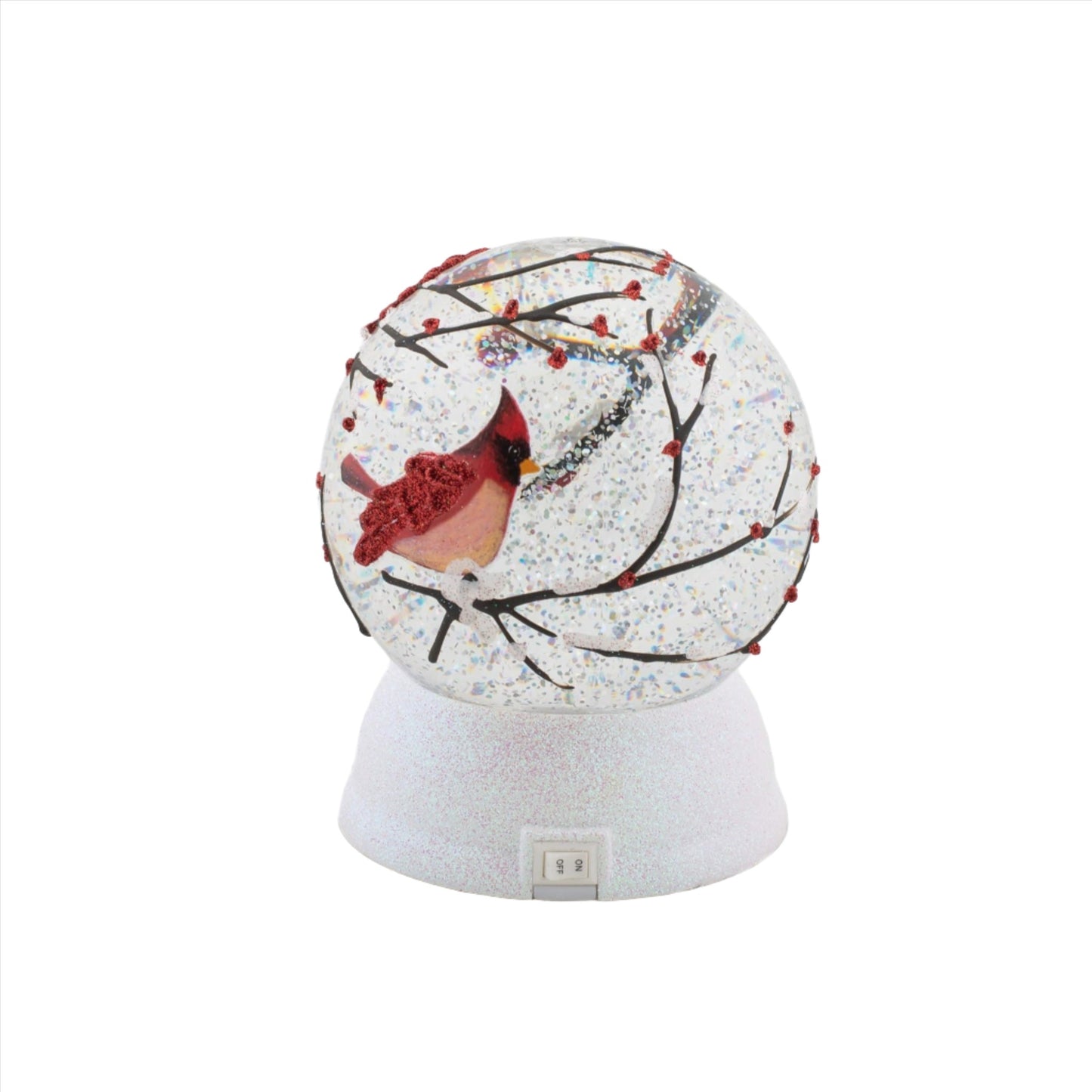 Red Cardinals on Tree Branch LED Light Water Globe