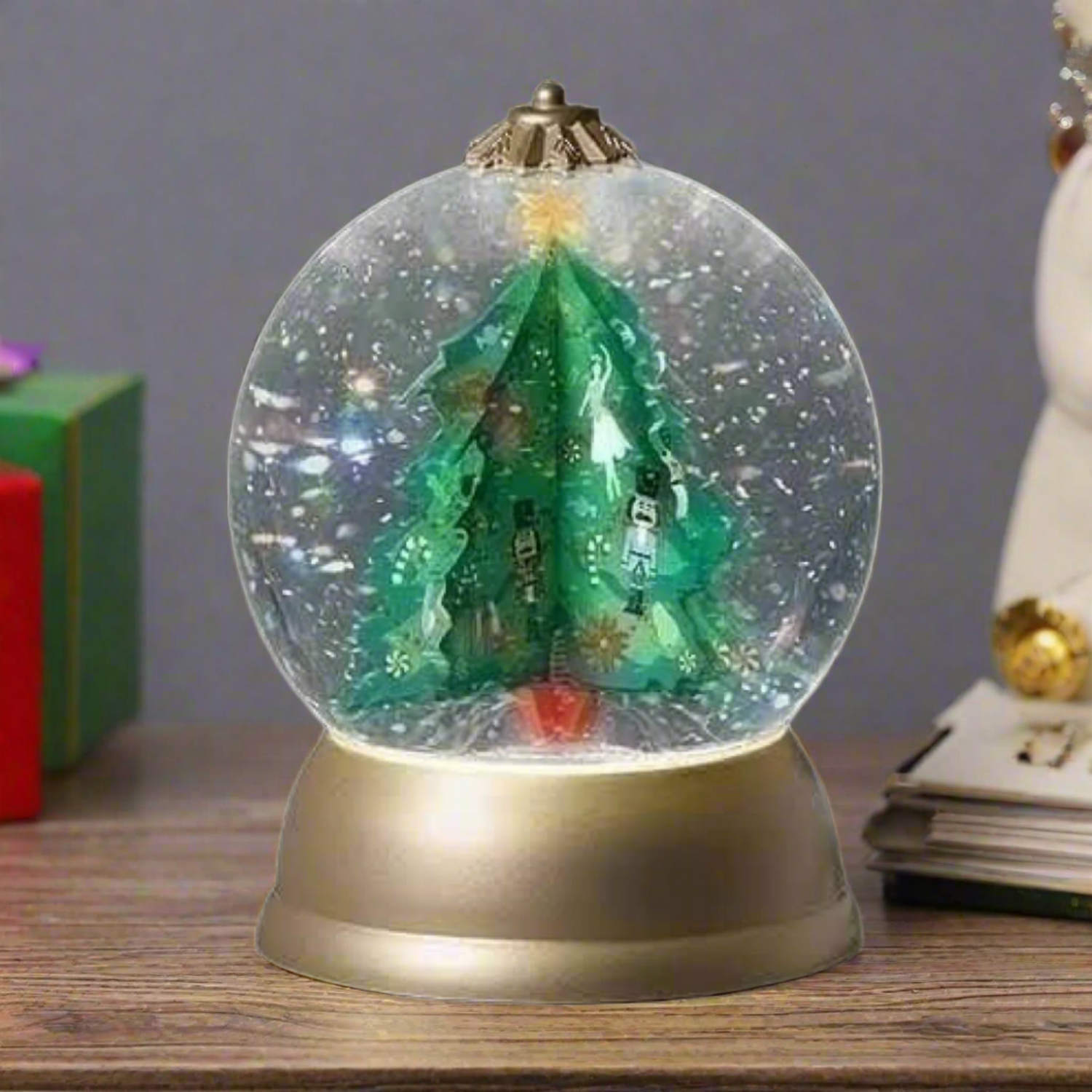 Christmas by Roman Inc., Glitterdome Collection, 5.7"h led swirl dome christmas tree