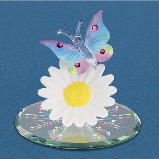 Glass Baron Rainbow Butterfly Daisy Figure