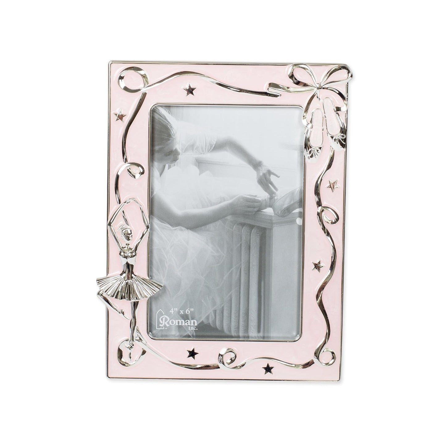 Roman Pink and Silver Ballet Picture Frame, 4x6