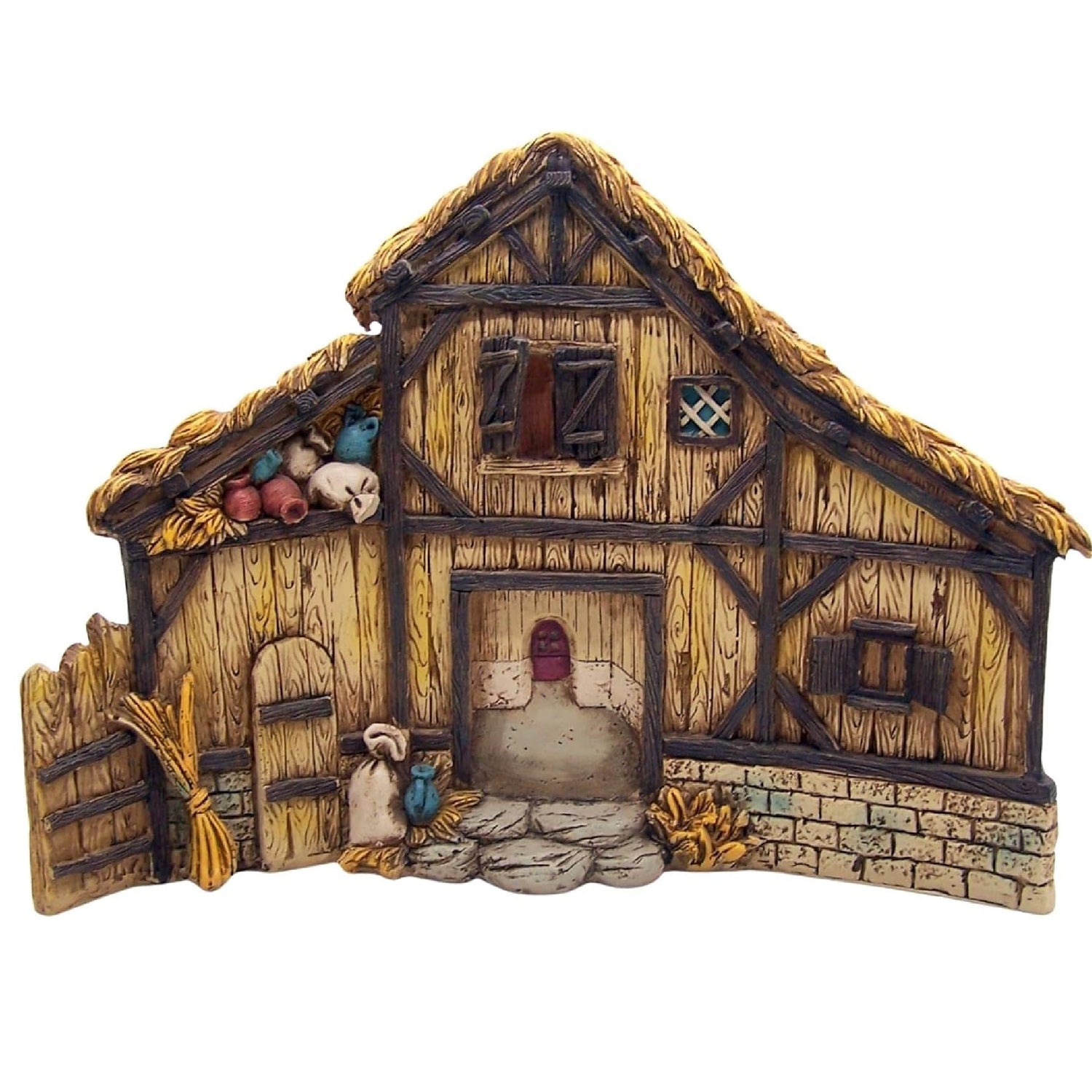 Nativity With Stable Shepherd And Donkey 6 Piece Set