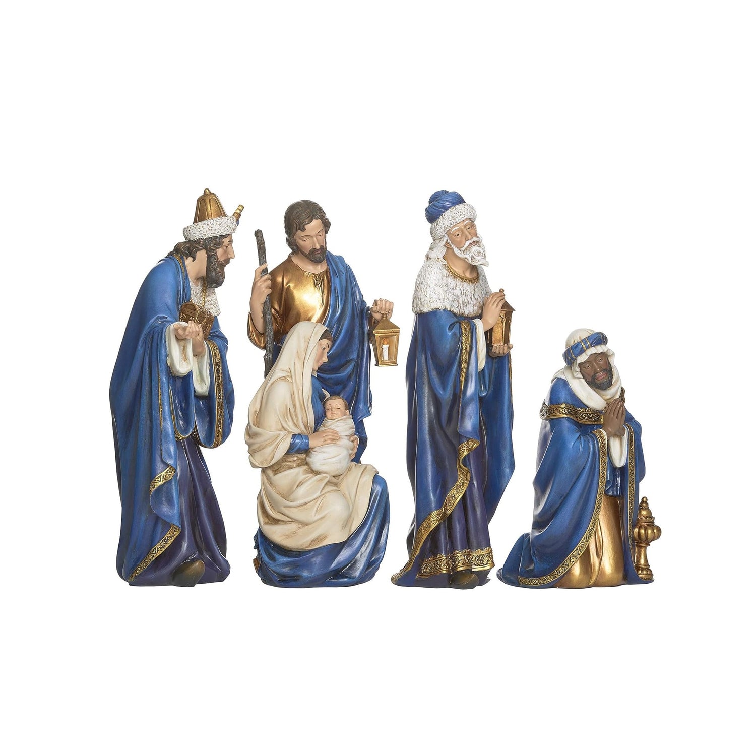 Nativity 4 Piece Set Blue & Gold by Josephs Sudio