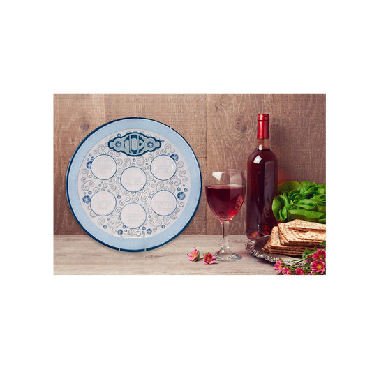 Round Glass "Elegant" Seder Plate
