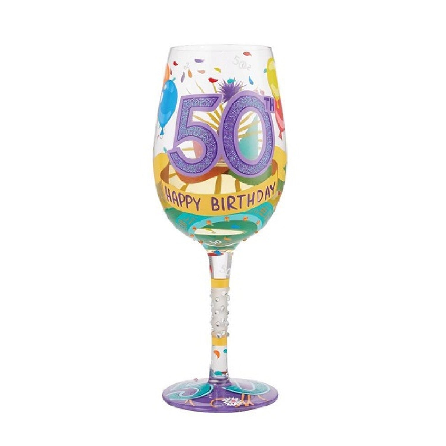 Verre à Vin Lolita Happy 50th Birthday - Peint à La Main - Coffret Cadeau