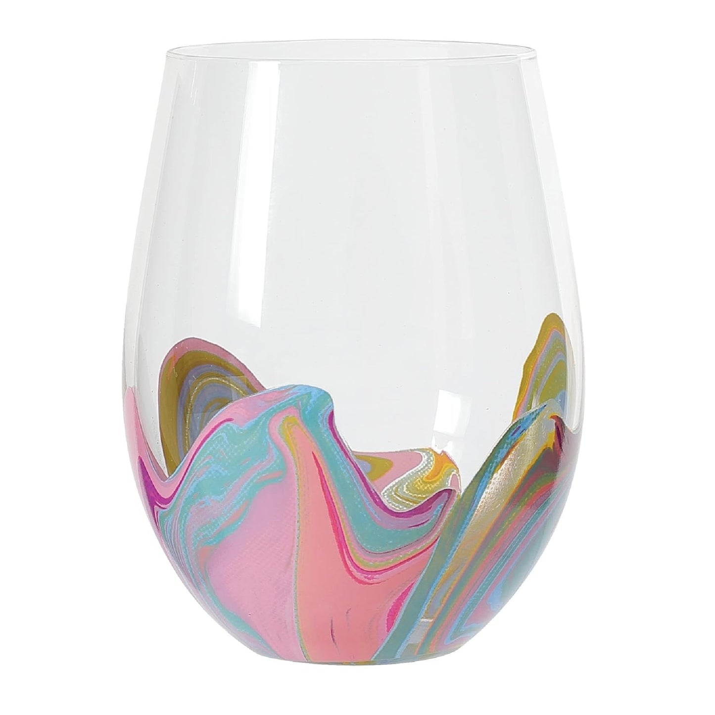 Enesco Izzy and Oliver EttaVee in The Blue Groove Marbled Stemless Wine Glass, 18 Ounce