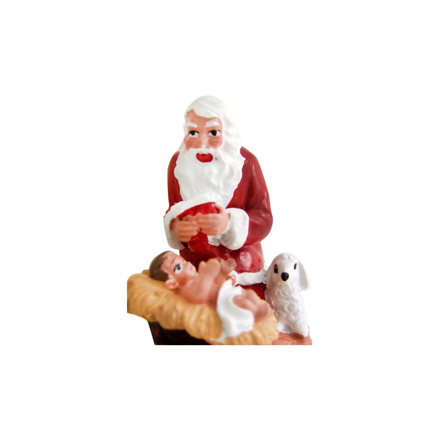 Santa Claus Kneeling Before Baby Jesus in Manger Night Light