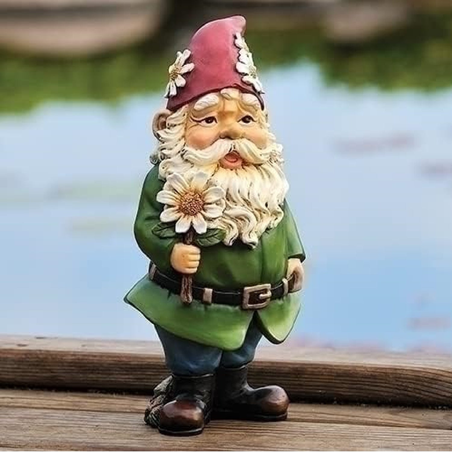 Gnome with Daisy Garden Statue by Joseph Studio