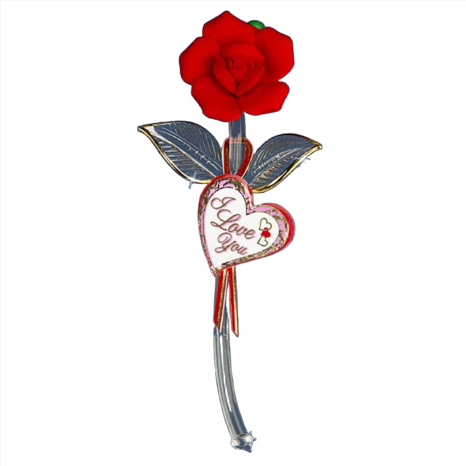 Glass Baron "I Love You" Red Rose Small Figure