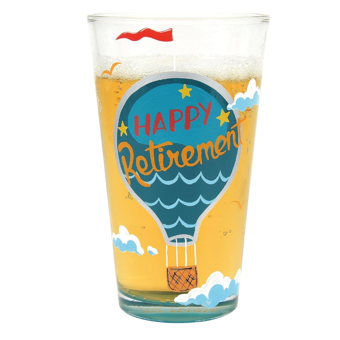 Lolita Happy Retirement Hand-Painted Artisan Beer Pint Glass