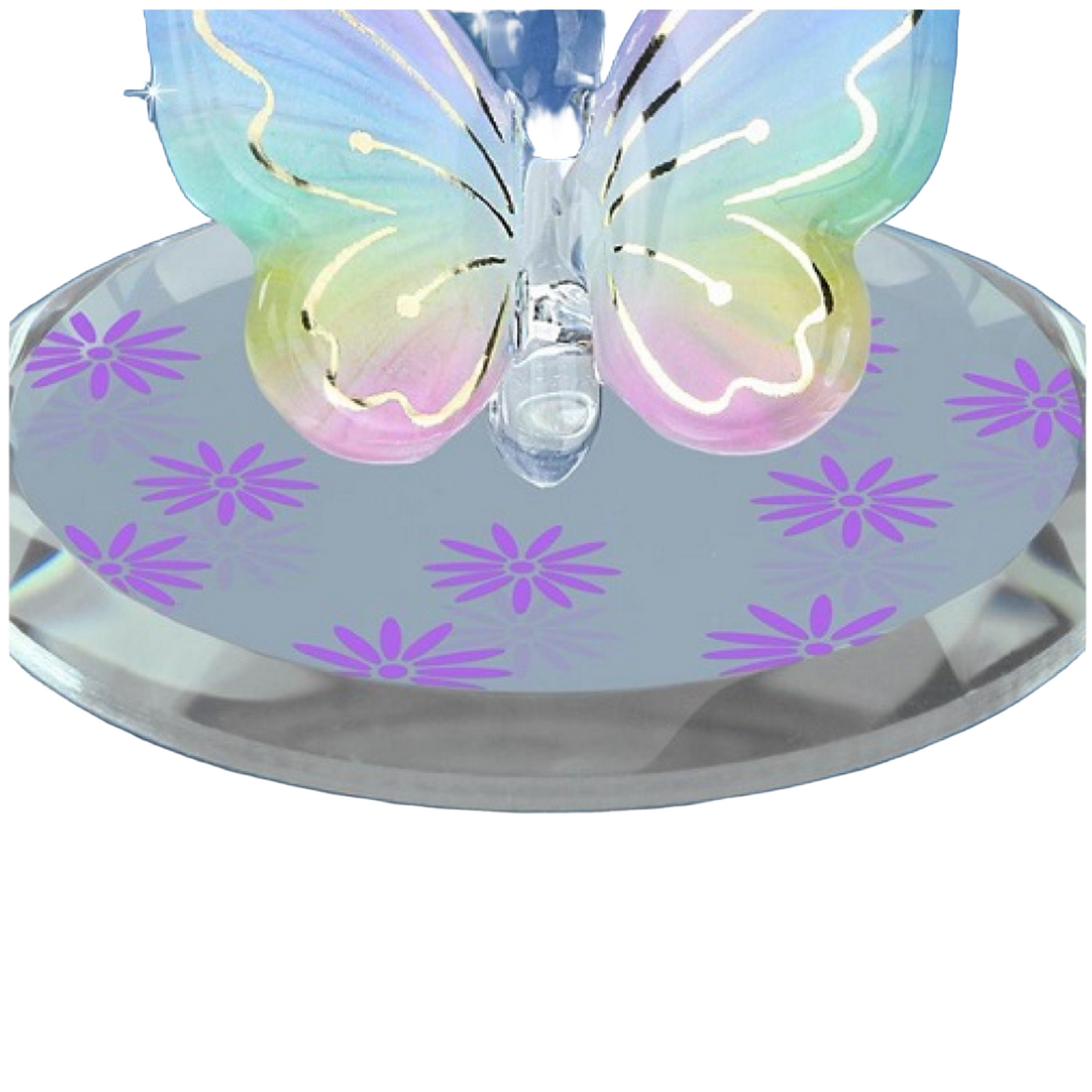 Glass Baron Butterfly Figurine - Lavender Rainbow