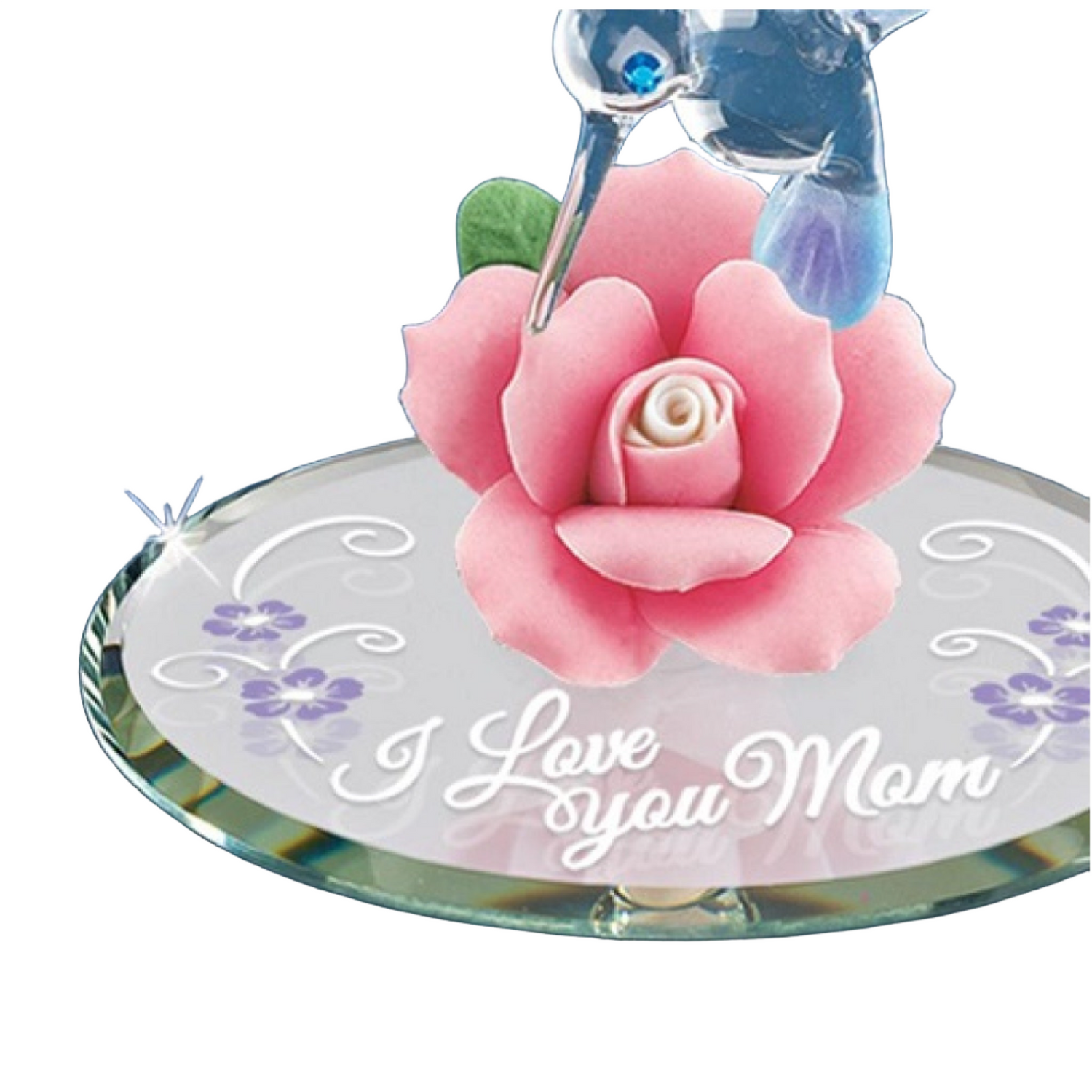 Glass Baron Hummingbird, "I Love You Mom" Figurine