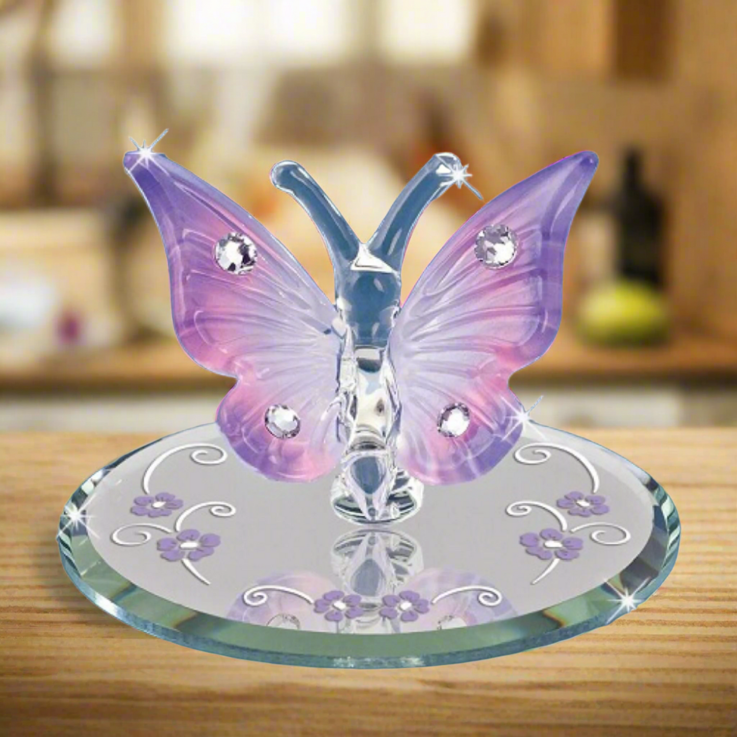 Glass Baron Butterfly Lavender With Crystals