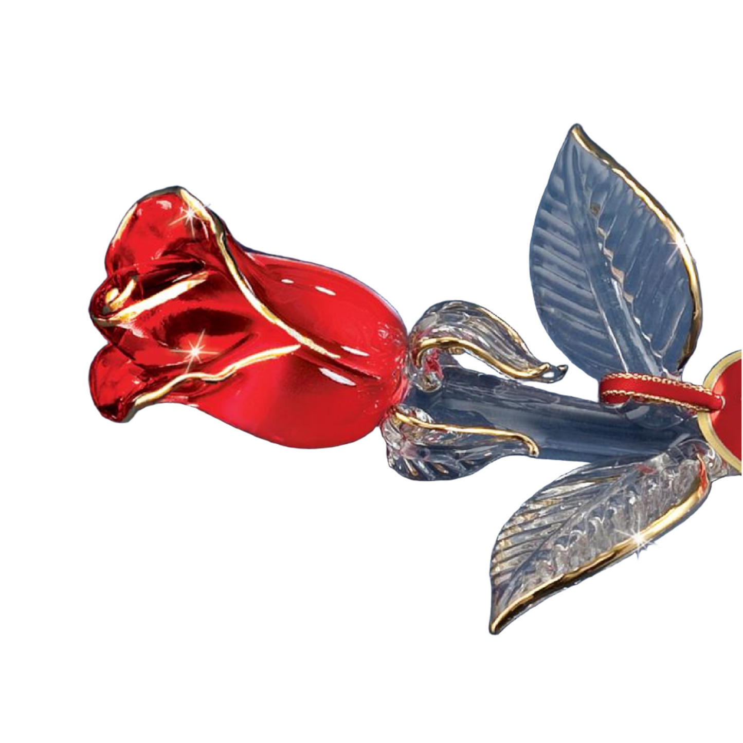 Glass Baron Rose Figurine - Red and Gold