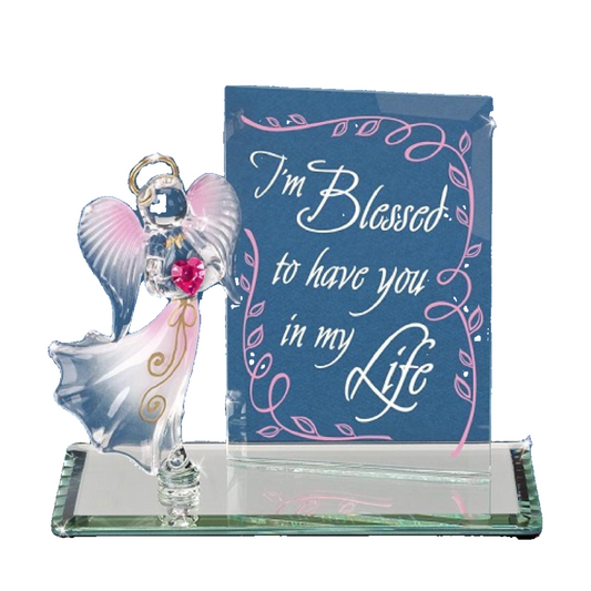 Glass Baron "I'm Blessed" Angel Figurine Plaque