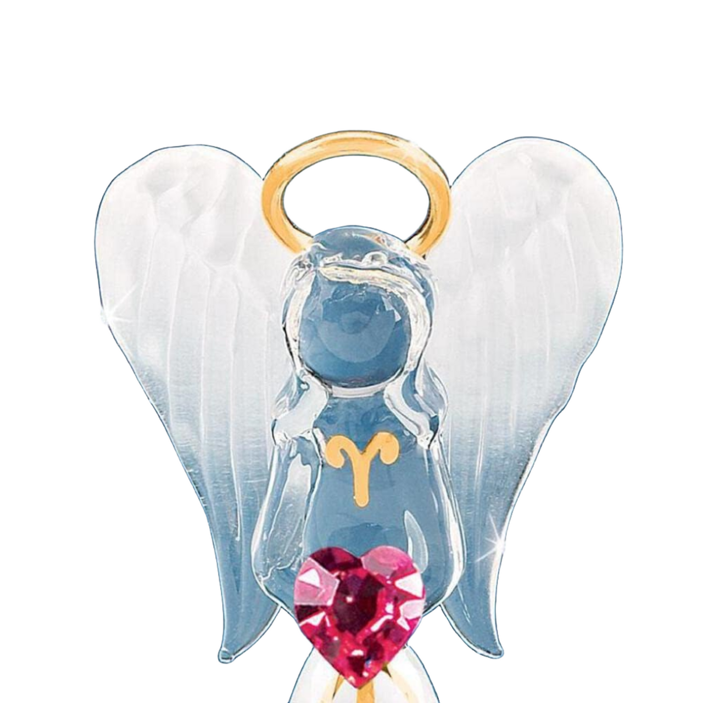 Glass Baron White Angel with Crystal Heart Figurine