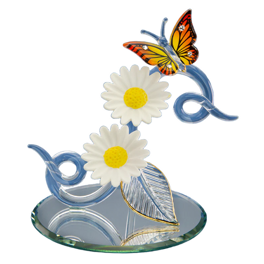 Glass Baron Double Daisy Butterfly Figure