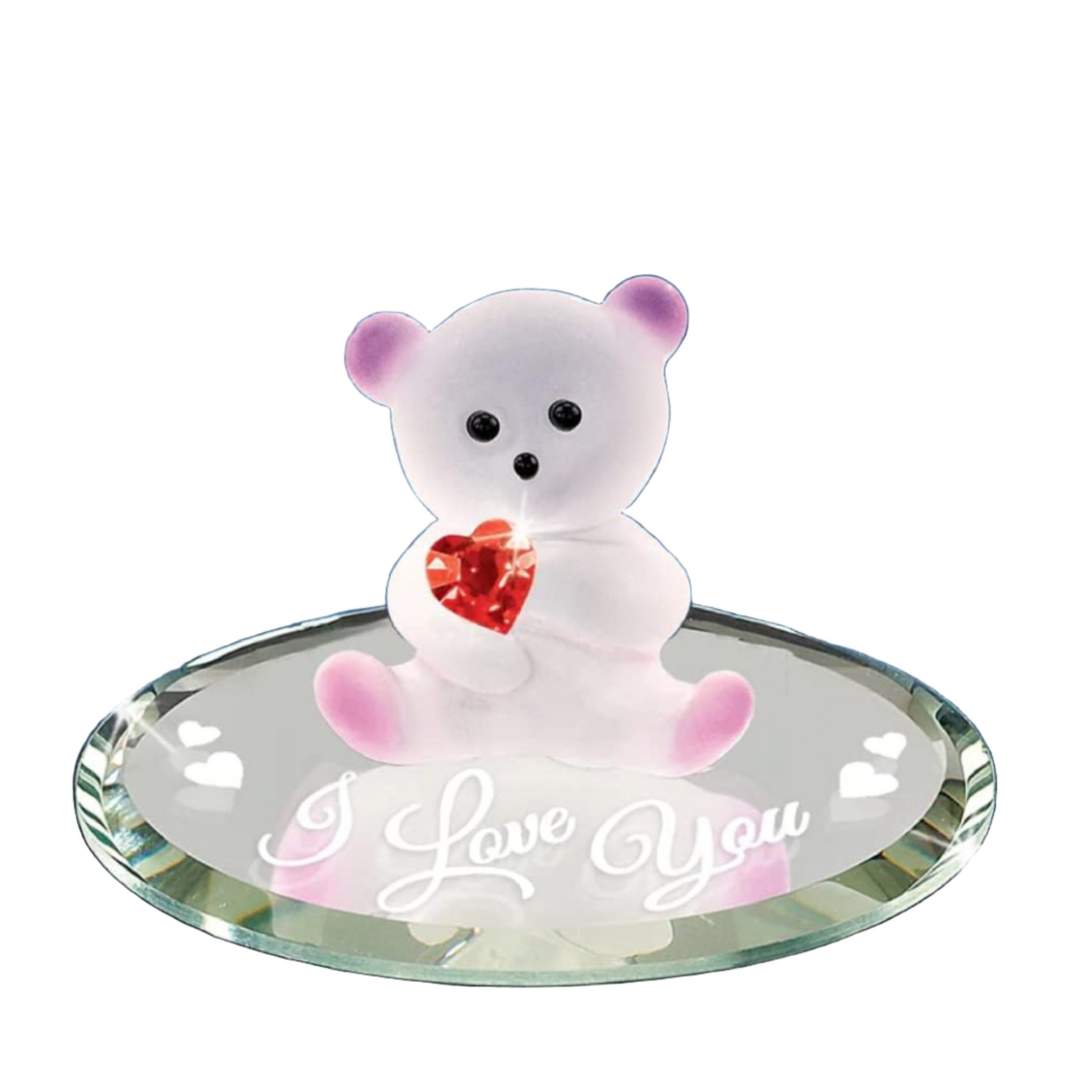 Glass Baron Bear With Crystal Heart "I Love You" Figurine