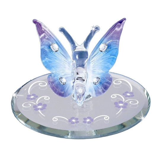 Glass Baron Butterfly, Blue With Crystals