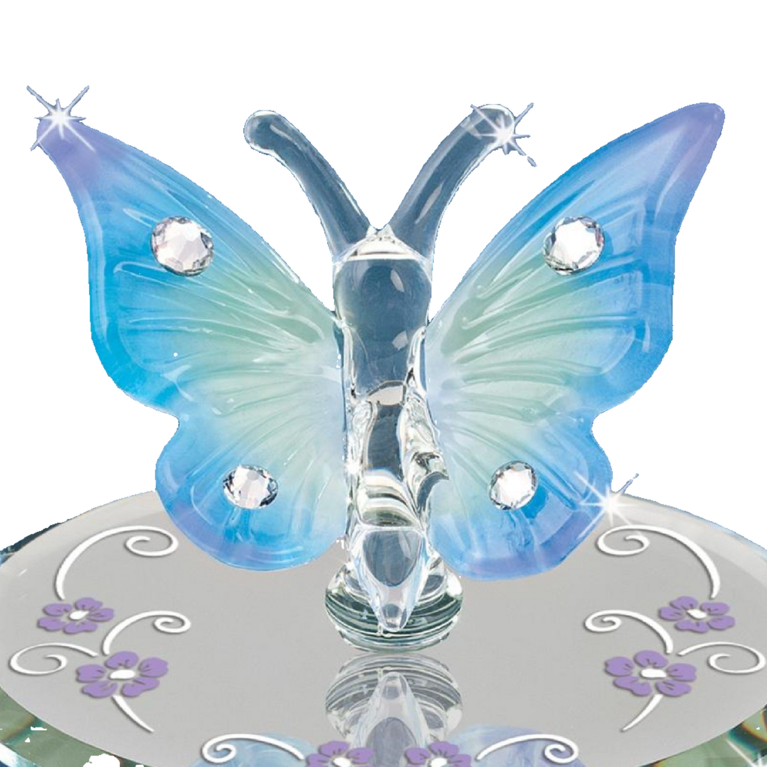 Glass Baron Butterfly, Blue With Crystals