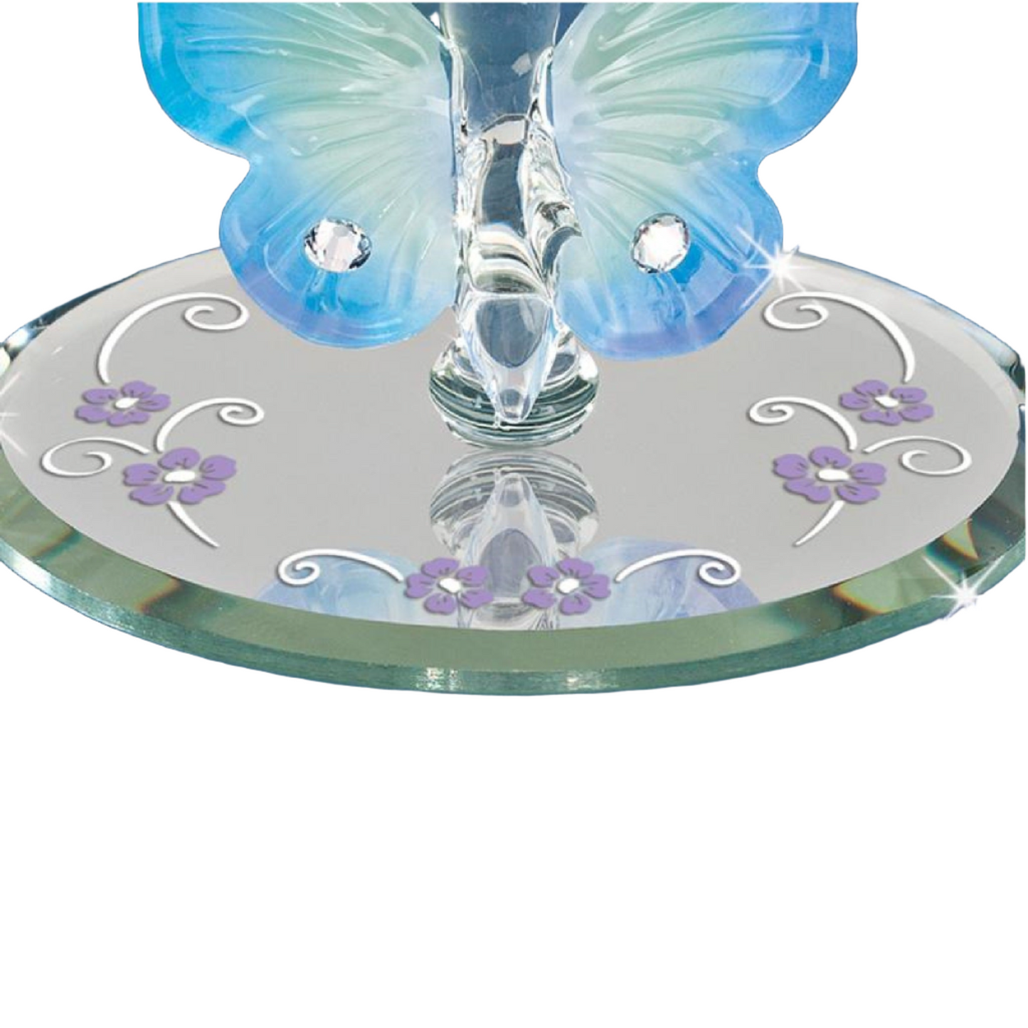 Papillon Baron en verre, bleu avec cristaux