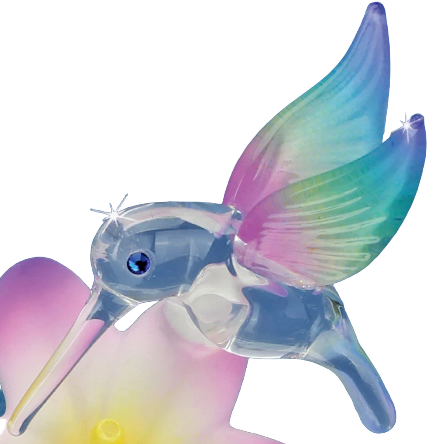 Glass Baron Hummingbird with Lavender Lily Figure