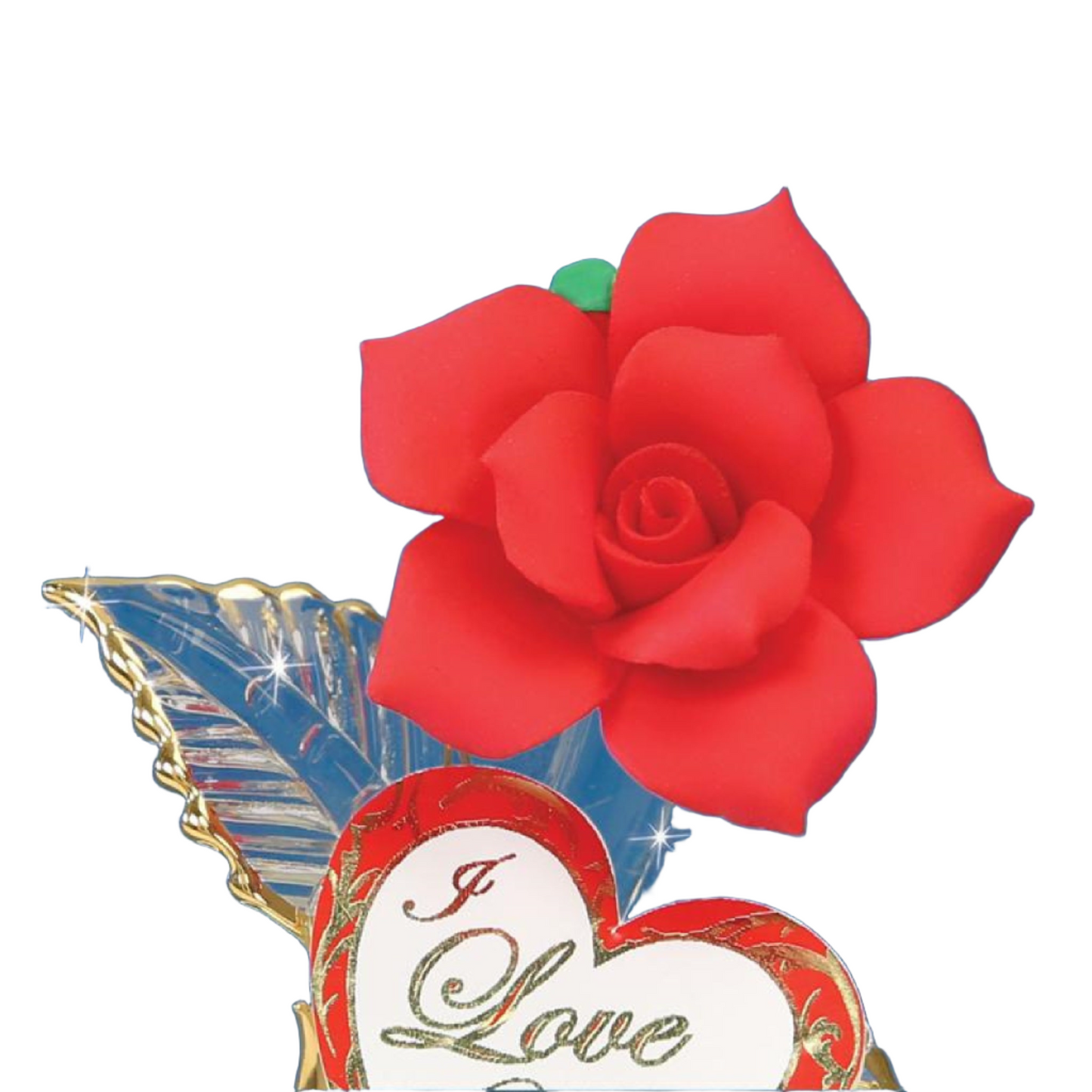Glass Baron Rose "I Love You", Red Rose Figure