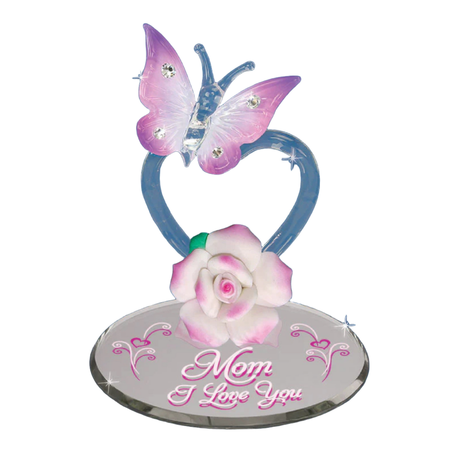 Glass Baron Butterfly "Mom I Love You" Figure
