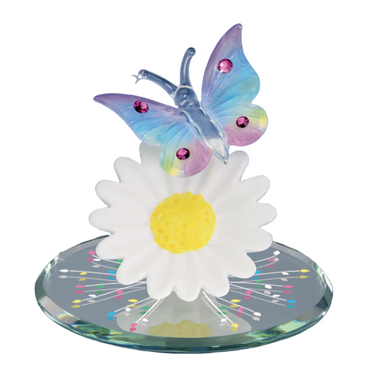 Glass Baron Rainbow Butterfly Daisy Figure