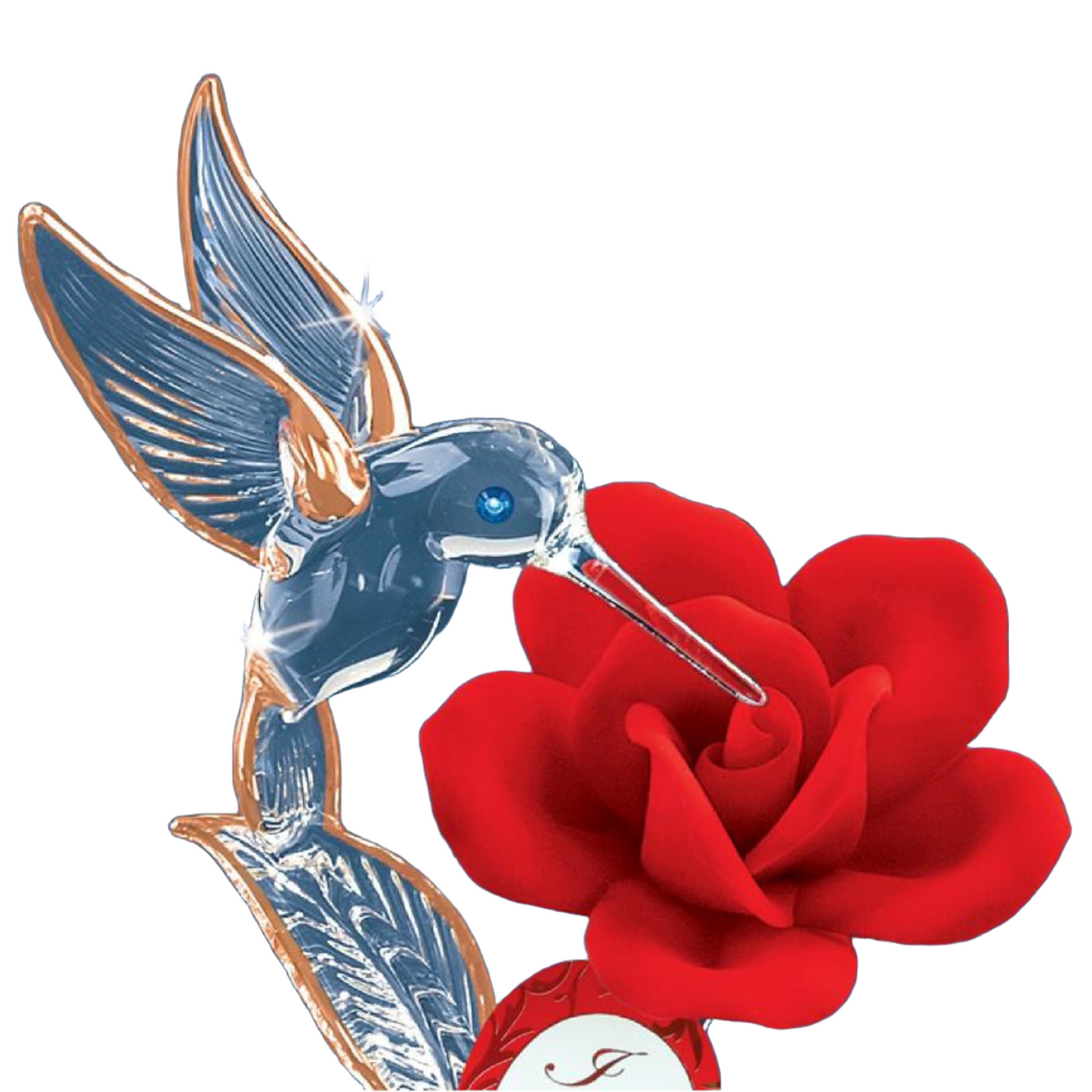 Verre Baron Rose, rouge avec colibri d'amour