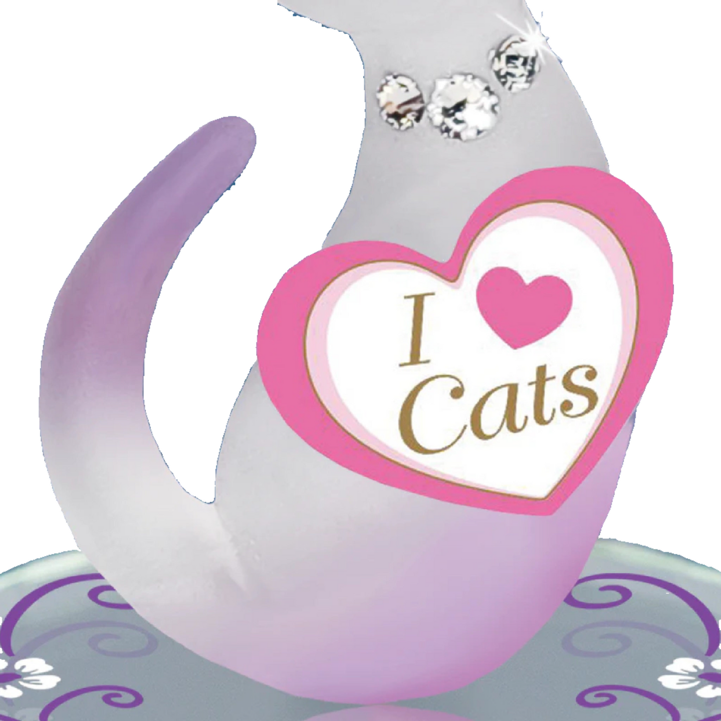 Glass Baron Pink Cat "I Love Cats" Figure